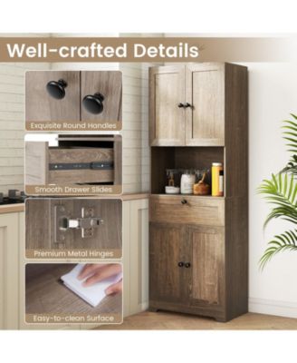 67.5-Inch-Tall Modern Freestanding Floor Storage Cabinet with 4 Doors and 1 Drawer