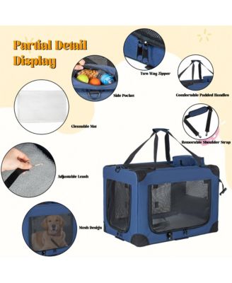 Zeus and Ruta 32 Inch Soft Cat Crate with 3 Doors Portable Folding Carrier and Fleece Mat for Travel