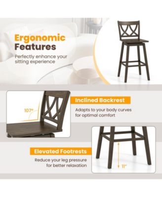 Wooden Bar Stools Set of Two with Solid Wood Frame