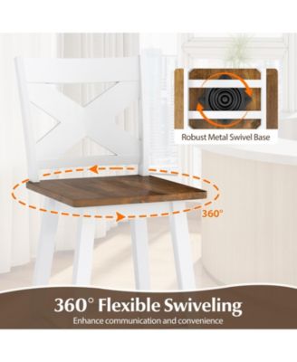 Rubberwood Swivel Bar Stools Set of Two with Backrest