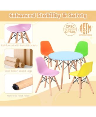 Five Piece Kids Colorful Table Set with Four Chairs