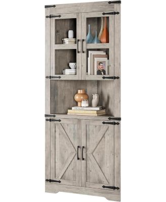Farmhouse Corner Cabinet, Tall Corner Storage