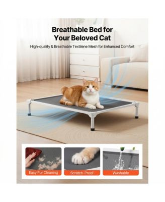 Zeus and Ruta Elevated Cat Bed with Teslin Mesh Large Portable Raised Pet Cot Durable Breathable Furniture for Indoor Outdoor