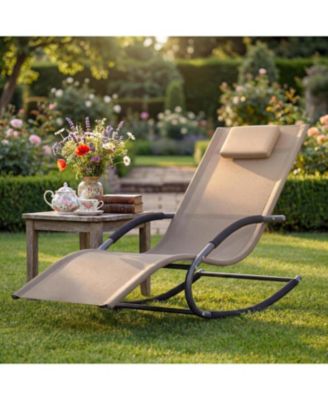  Adjustable Patio Chaise Lounge with Pillow, All-Weather Steel Frame and Breathable Mesh, Pool Lounge Chairs for Patio
