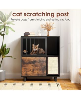 Zeus and Ruta Cat Feeding Station with Scratching Board Locker Storage Vintage Design