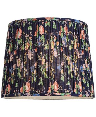 Sally 13" Top x 15" Bottom x 12" High x 12" Slant Print Lamp Shade Replacement Pleated Rose Floral Spider Harp Finial