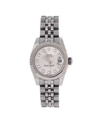 Oyster Perpetual Datejust Automatic Watch in Stainless Steel and White Gold with Diamond Markers 26mm