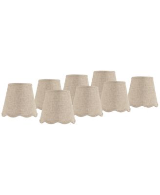 4" Top x 6" Bottom x 5 1/2" High x 5 1/2" Slant Lamp Shade Replacement Set of 8 Fawn Scalloped Clip On Candelabra