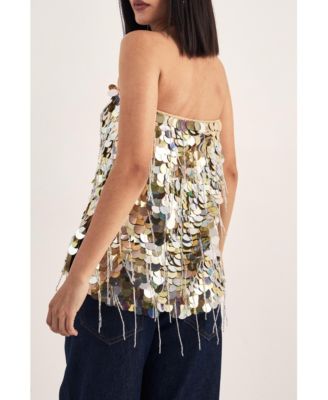 Women's Disc Tassel Bandeau Top