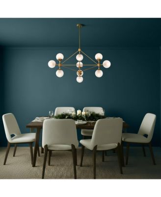 Gable Soft Hanging Chandelier Lighting 40.50" Wide Mid Century Modern Sputnik Frosted Glass Globe Shade 10-Light Fixture