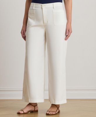 Plus Size Stretch Chino Wide-Leg Cropped Pants