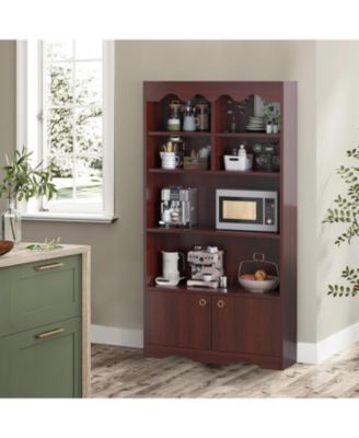 63" Tall 5-Tier Retro Wooden Bookshelf, Open Floor Storage Organizer for Bedroom and Office