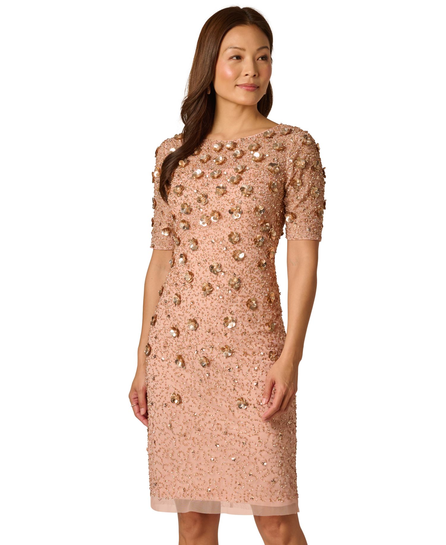 Women's Beaded Floral Sheath Dress