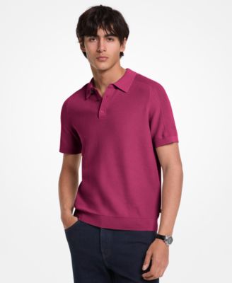 Men's Short-Sleeve Textured Mouline Polo Shirt