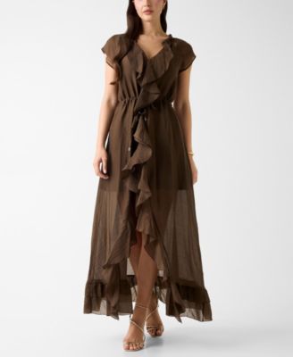 Women's Short Sleeves Maelys Ruffled V-Neck Dress