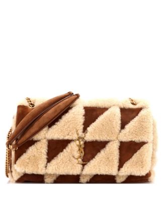 Medium Jamie Flap Bag Quilted Suede and Shearling