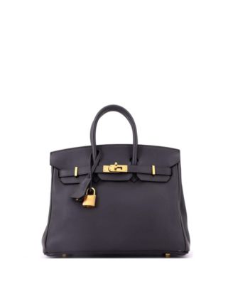 Birkin 25 Handbag Grey Jonathan with Gold Hardware