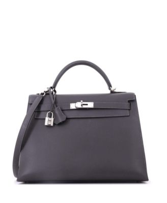 Kelly 32 Handbag Grey Epsom with Palladium Hardware