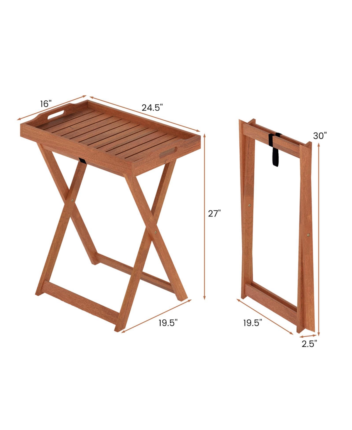 Gouun Folding Outdoor Tray Table with Removable Serving Top, 24.5 x 19.5 x 27 in