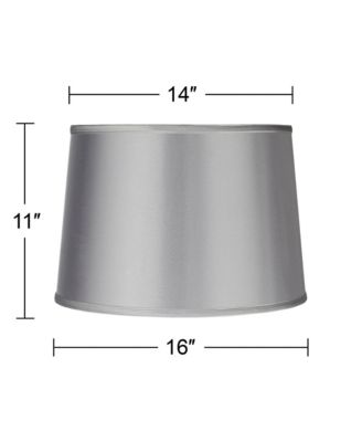 Sydnee Satin Light Gray Medium Drum Lamp Shade 14" Top x 16" Bottom x 11" Slant x 11" High (Spider) Replacement with Harp and Finial