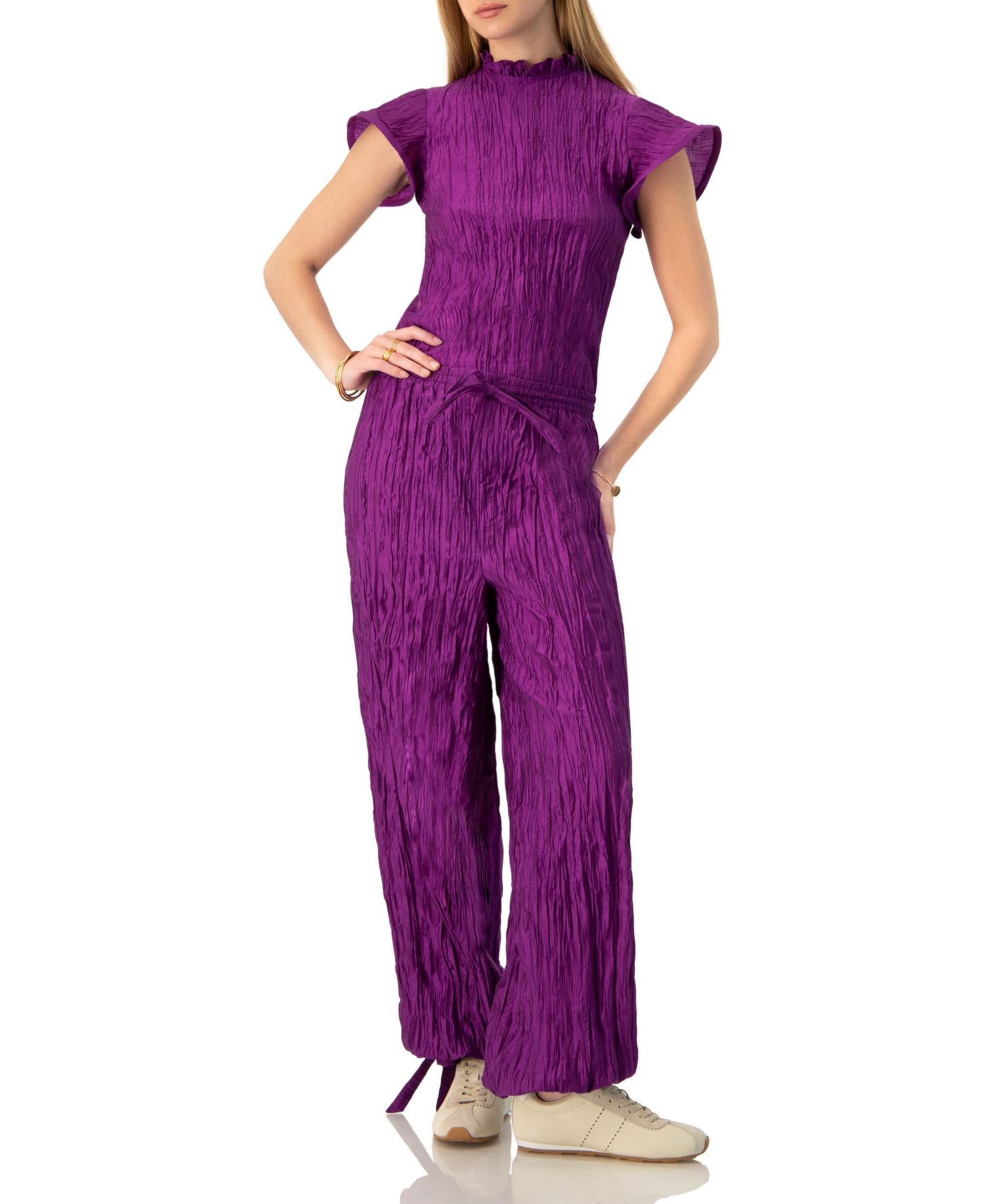 Women's Pleated Pants with Ankle Ties