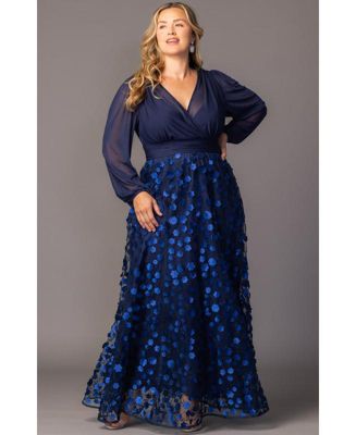 Plus Size Blossoming Beauty Mesh Evening Gown