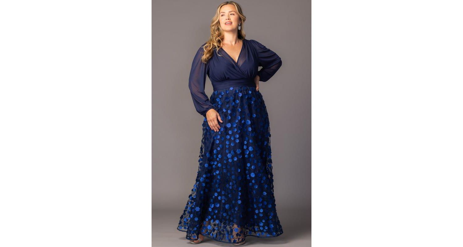 Plus Size Blossoming Beauty Mesh Evening Gown