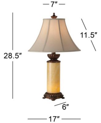 28.5" Tall Asian Inspired Table Lamps with Onyx Stone and Bell Shades, Set of 2