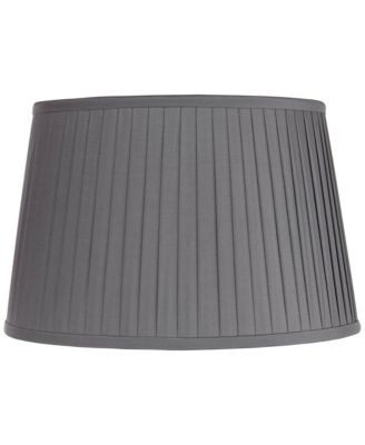 14" Top x 17" Bottom x 11" High x 11" Slant Lamp Shade Replacement Large Slate Empire Pleated Spider Harp Finial
