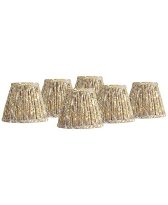 3 1/2" Top x 6" Bottom x 5" High x 5" Slant Print Lamp Shade Replacement Set of 6 Pleated Clip On Candelabra