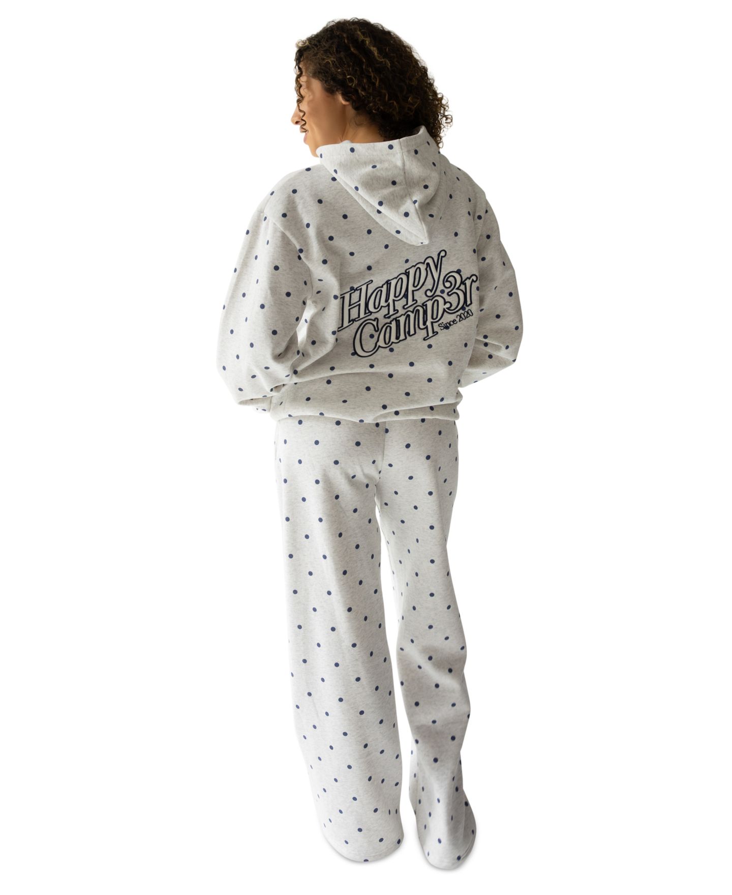Женское худи The Happy Camp3r Polka Dot Applique Long-Sleeve Hooded, цвет: Меланжевый серый — фото 3