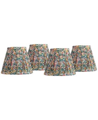 Slant Print Lamp Shade Replacement Set of 4 Multi-Color Pleated Clip On Candelabra