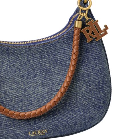 Lauren Ralph Lauren Marcy Medium Denim Zip Shoulder Bag