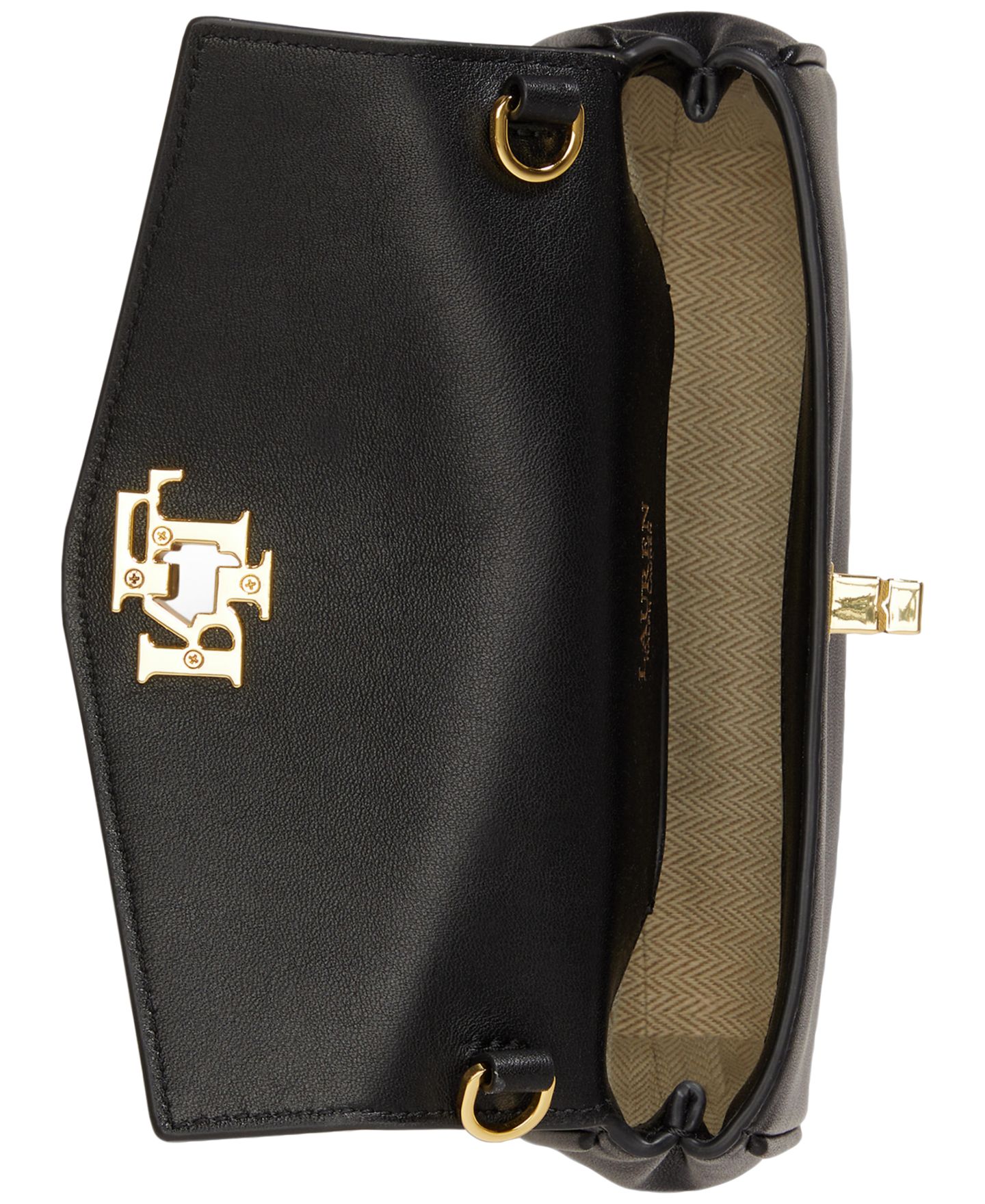 Женская сумка Lauren Ralph Lauren Turnlock Leather Wristlet Crossbody, цвет: Чёрный — фото 6