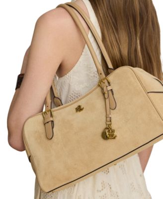 Lauren Ralph Lauren Marcy Large Suede Zip Satchel Bag - Macy's