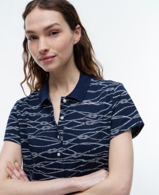 Women's Printed Short-Sleeve Polo Top