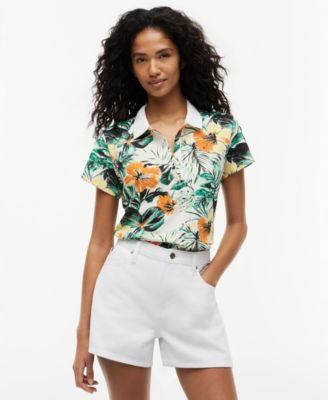 Women's Printed Short-Sleeve Polo Top