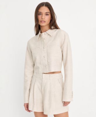 Women's Button-Front Cropped Jacket