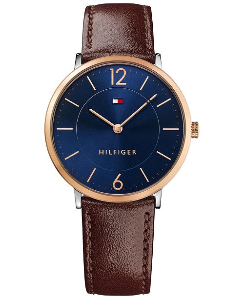 Men S Slim Sophisticated Sport Brown Leather Strap Watch 40mm 1710354