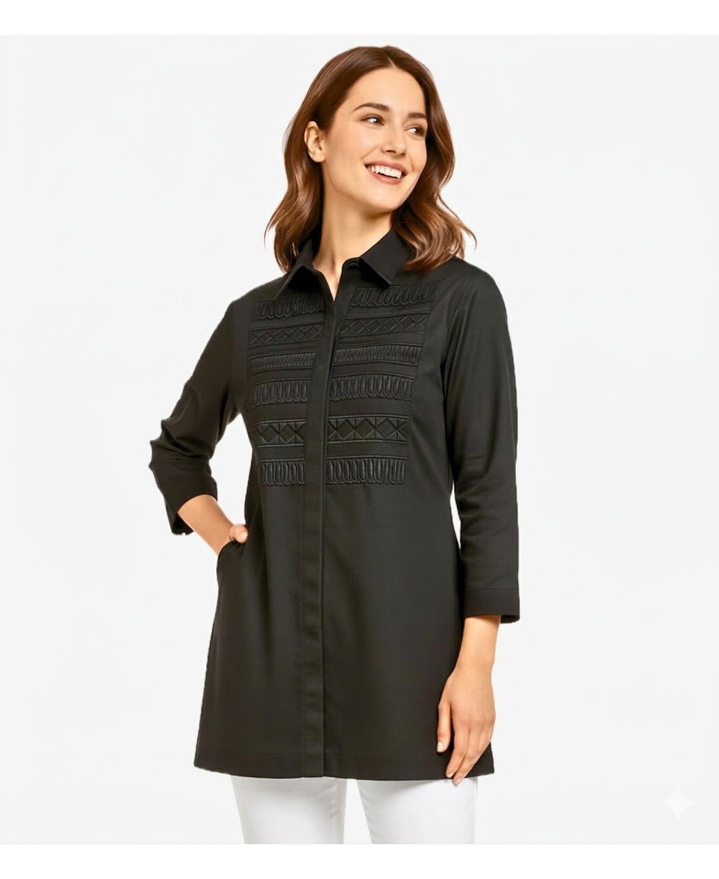 Женский топ Stella Carakasi Handmade Button-Front Pitch Perfect Tunic, цвет: Чёрный — фото 5