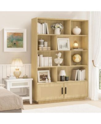 Tall Industrial Bookshelf with Open Display Shelves