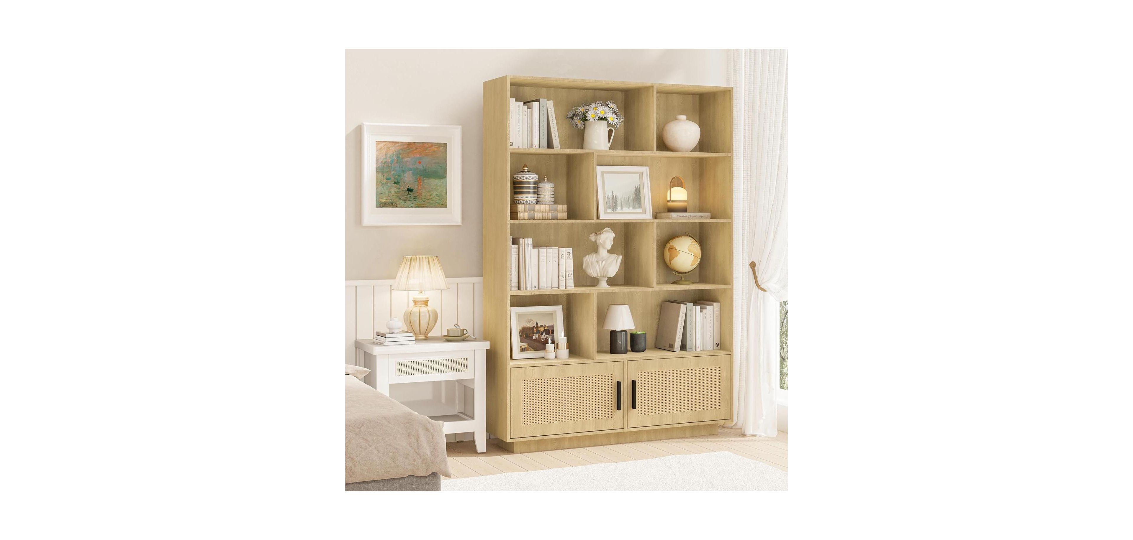 gaomon Tall Industrial Bookshelf with Open Display Shelves