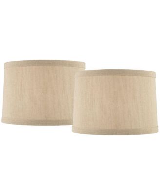 Set of 2 Drum Lamp Shades Taupe Medium 15" Top x 16" Bottom x 11" High Spider with Replacement Harp and Finial Fitting