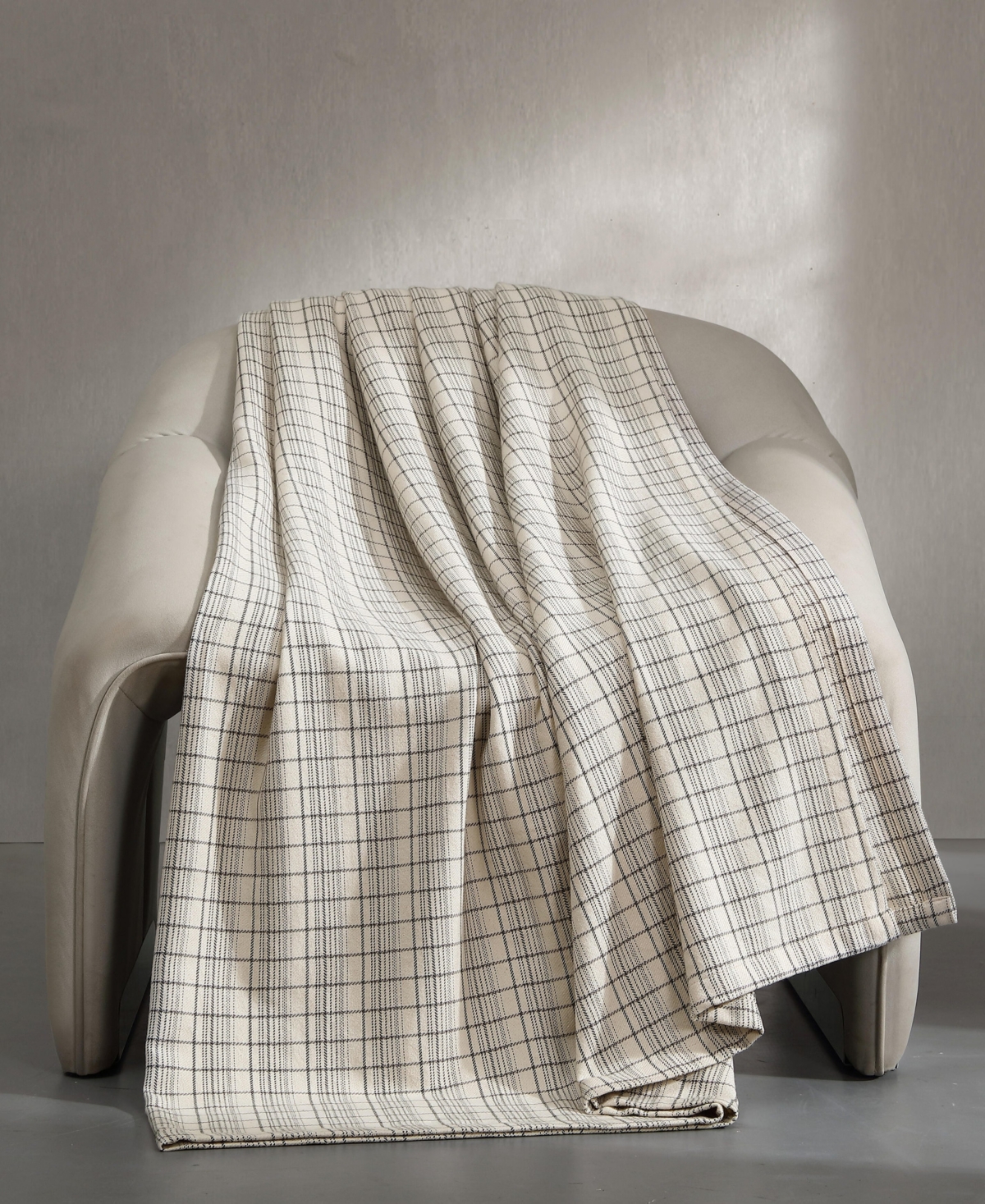 Calvin Klein Dot Dash Plaid Yarn Dyed Cotton Blanket