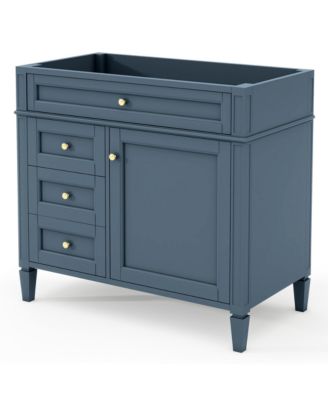 36 Inch Bathroom Vanity without Top Sink Modern Storage Cabinet with 2 Drawers and a Tip Out Drawer Solid Wood Frame