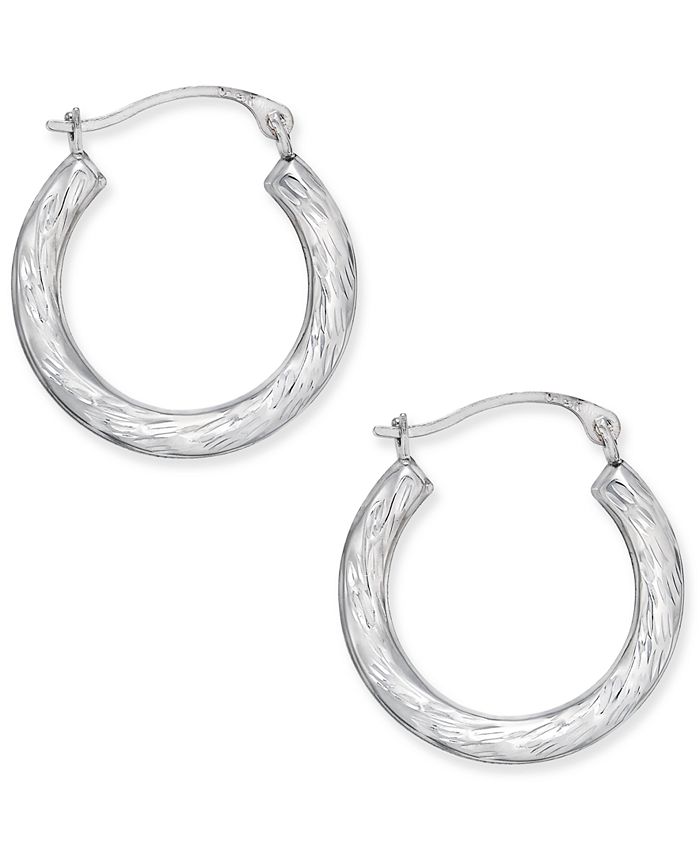 Macy's - Patterned Hoop Earrings in 10k White Gold