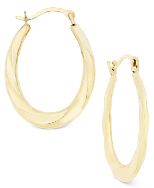 image of Oval Swirl Hoop Earrings in 10k Gold