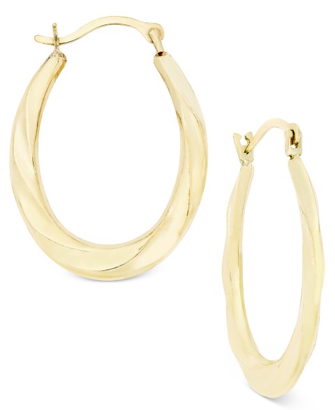 Украшения Macy's Oval Swirl Hoop Earrings in 10k Gold