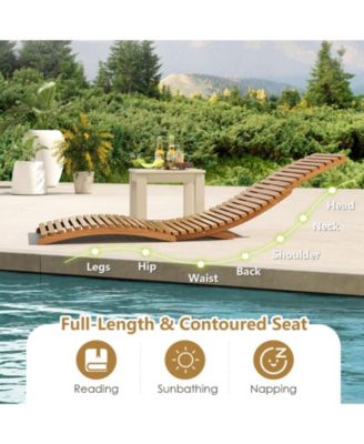 Teak Wood Folding Patio Chaise Lounge with Slatted Seat