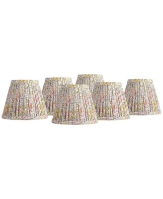 Nelle 3 1/2" Top x 6" Bottom x 5" High x 5" Slant Print Lamp Shade Replacement Set of 6 Peach Pleated Clip On Candelabra